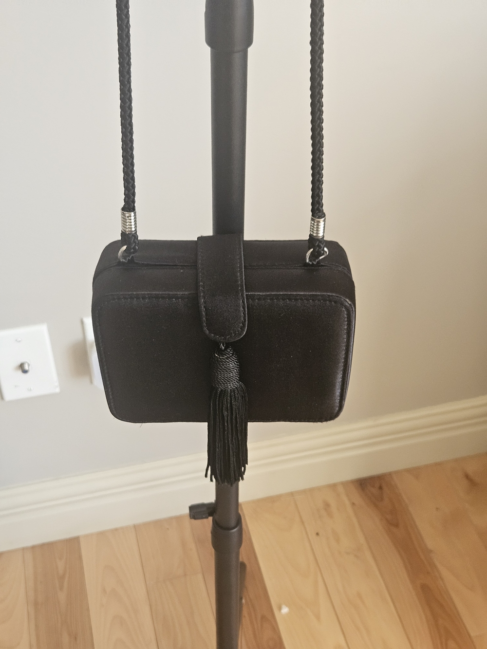 Jessica McClintock Black Velvet Tassel Crossbody